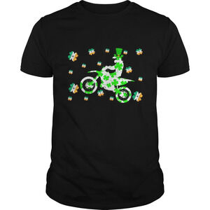 Shamrock Dirt Bike Ireland Flag St Patricks Day Biker Shirt